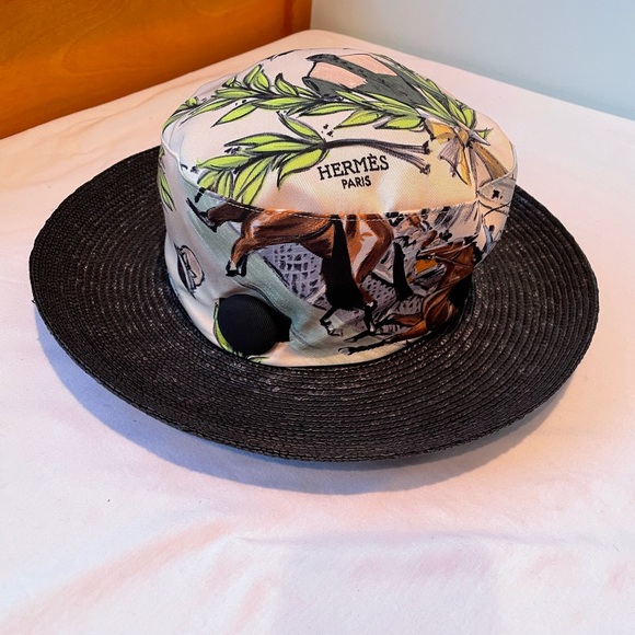Authentic Vintage Hermes Motsch straw silk hat